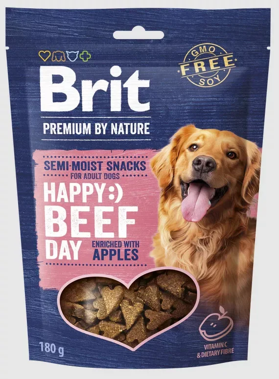BRIT Premium by Nature Félnedves jutalomfalat kutyáknak (Marhahús & alma) 180 g